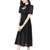AHM-8682中国风甜美短袖套头夏季新款高级感复古绣花网纱小黑裙 商品缩略图4