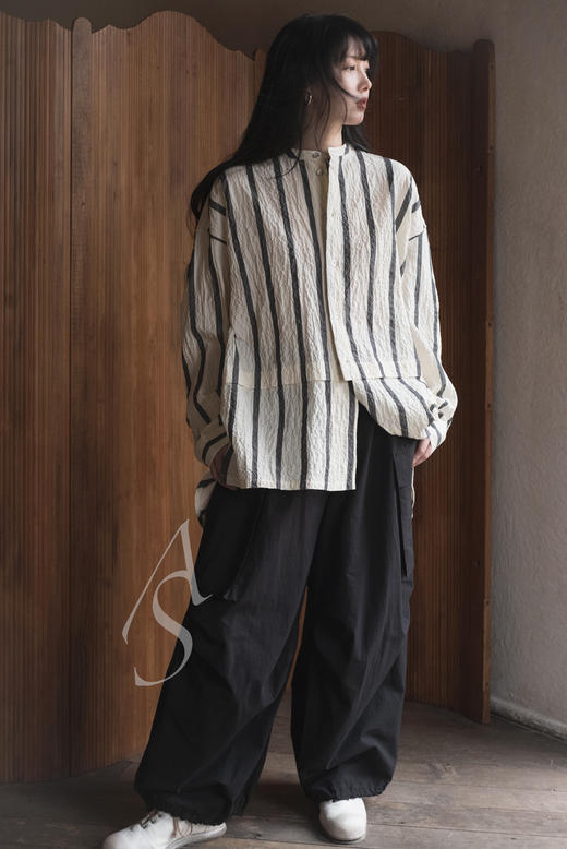 Toogood  男士原色条纹/黑色PEDLAR立领长衬衫 商品图2