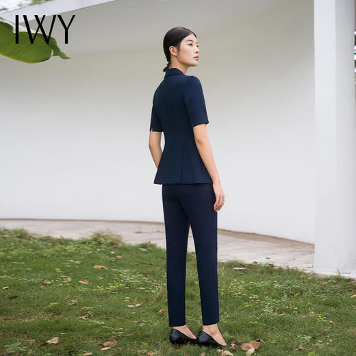 IWY/短袖藏青色西装套装干练高级西服外套气质置业经理商务职业装C13208+P13208 商品图2