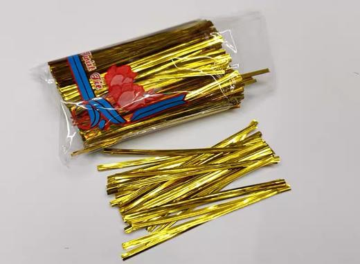 金色封口扎丝条10cm长1包 铁丝扎带封口绳礼品捆扎线扎口线魔带捆绑丝包裝封口绳面包 商品图2