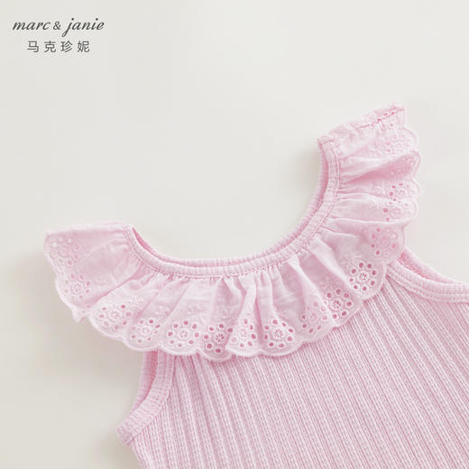 马克珍妮女童甜美花边领纯棉背心儿童上衣2024年夏装新款240727 商品图3