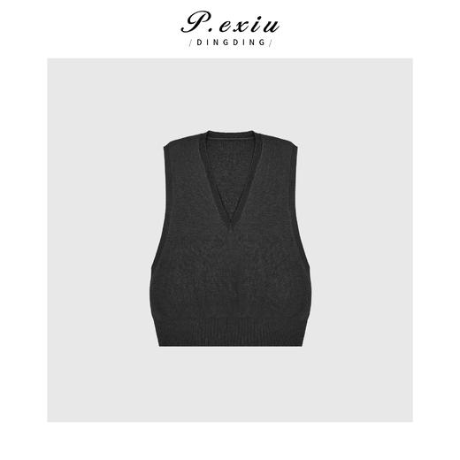 04-3潘依绣丁丁宠粉PanYiXiu/潘依绣人丝学院风叠穿外搭V领针织背心 ZZ0513 商品图2