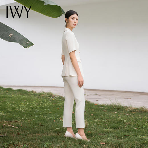IWY/杏色短袖西服外套女职业西装套装售楼部经理工作服美容院工装C13211+P13211 商品图3