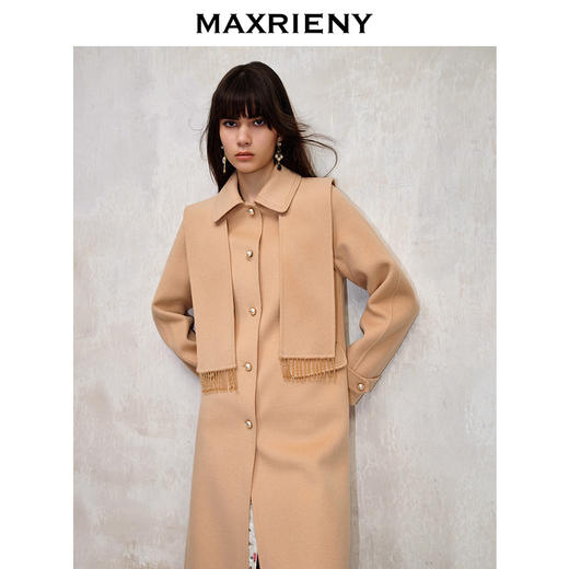 MAXRIENY极简复古通勤感大衣长款23秋冬新款双面呢羊毛外套女澳毛(货号:MS88CT529) 商品图2