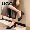 澳洲UGG头层羊皮 2024新款时尚方扣蝴蝶结 不累脚通勤小皮鞋 高跟鞋女 商品缩略图4