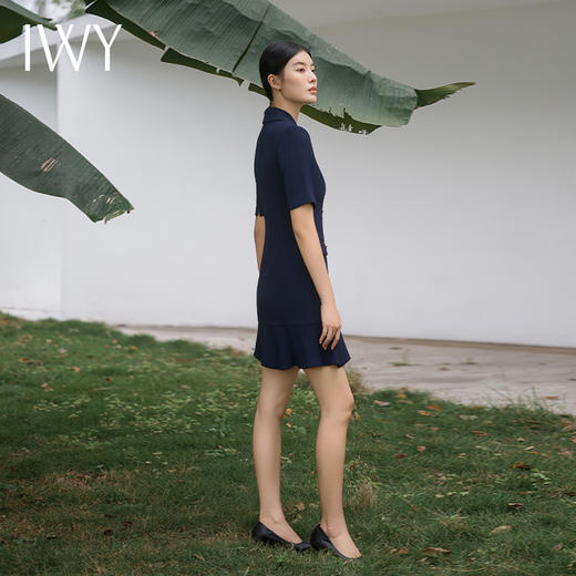 IWY/高端藏青色西装连衣裙女时尚设计感通勤白领上班修身职业裙子Q11255 商品图4