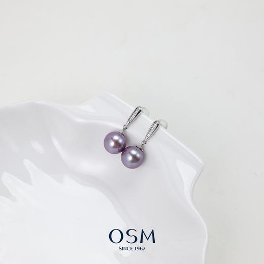 OSM欧诗漫10-11mm/圆有核银925淡水珍珠耳钉紫梦星河925银 商品图0
