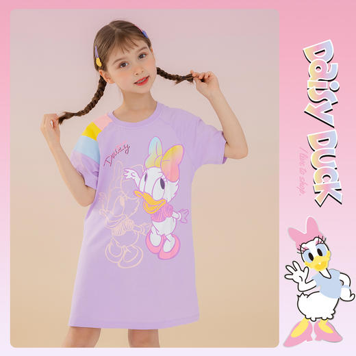迪士尼童装女童短袖连衣裙夏季中小童卡通包包裙子 商品图4