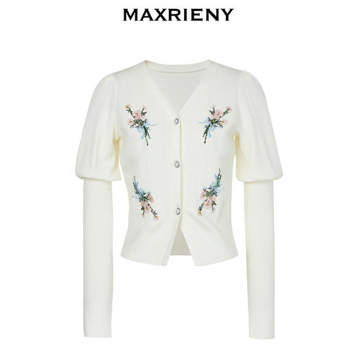 【商场同款】MAXRIENY田园浪漫花卉针织开衫外套23秋季新款薄外搭(货号:MC88JA572) 商品图4