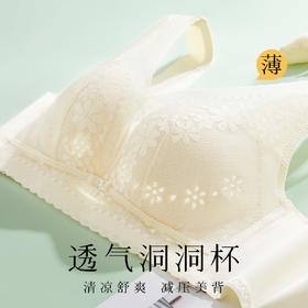 【透气洞洞 减压美背】花型蕾丝洞洞杯文胸轻薄贴合聚拢防外扩落雨初晴