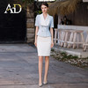 AD夏季2024新款短袖西装套装女蓝色法式大翻领西服外套教师工作服 商品缩略图0