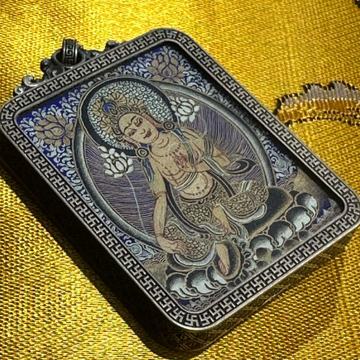 黑唐《绿度母》唐卡佛牌 商品图0