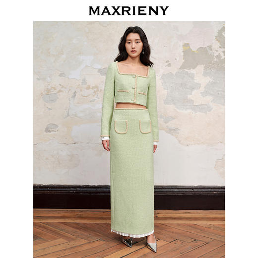 【商场同款】MAXRIENY名媛千金小香风花纱半裙23秋冬新款半身裙子(货号:MC88SK586) 商品图1