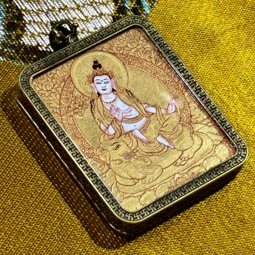 金唐《普贤菩萨》唐卡佛牌 商品图0