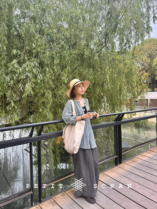 PETIT SCHAN小闪 CLO#486 pause for greater 知停而行 纯亚麻色织大量感阔腿裤 商品图2