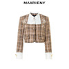 MAXRIENY复古格纹缎面解构外套美拉德穿搭(货号:MC88JA505) 商品缩略图4