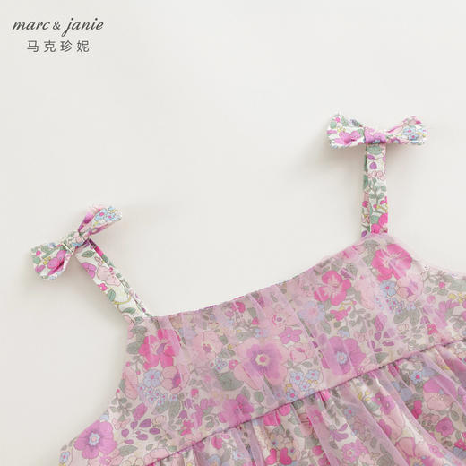 马克珍妮女童粉紫花园吊带连衣裙网纱裙2024年夏装新款裙子240680 商品图2