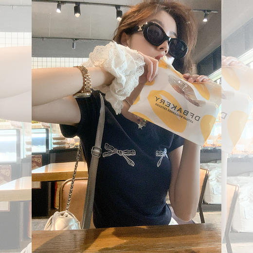 <曾小咸推荐> 【纯欲甜妹】两色蝴蝶结短袖 商品图2