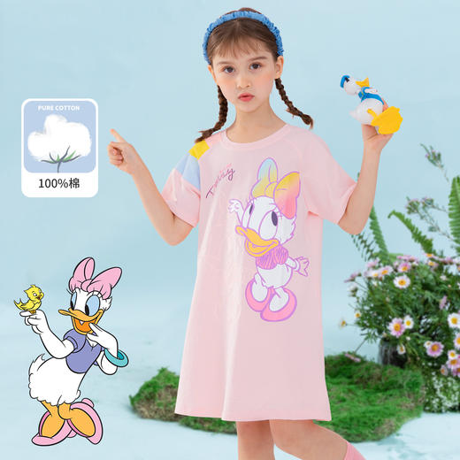 迪士尼童装女童短袖连衣裙夏季中小童卡通包包裙子 商品图1