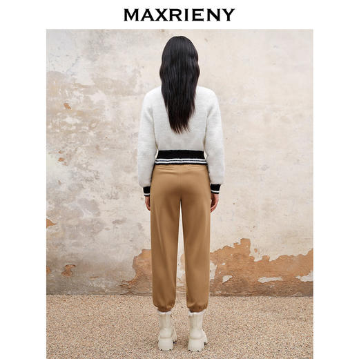 MAXRIENY美拉德配色针织休闲裤秋冬高腰褶皱工装裤子(货号:MS88PA505) 商品图3