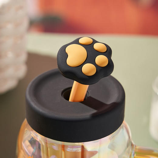 大英博物馆 安德森猫和她的朋友们系列 萌萌 猫爪 茶水分离 大肚玻璃 吸管杯 700ml 商品图3