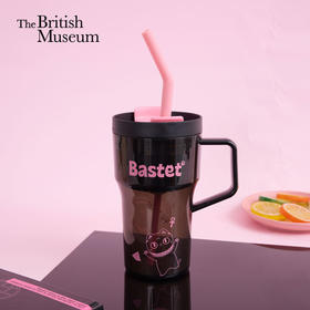 大英博物馆 盖亚·安德森猫和她的朋友们系列 甜心 黑粉 大容量 吸管杯 果茶杯 茶水分离杯 Tritan 750ml