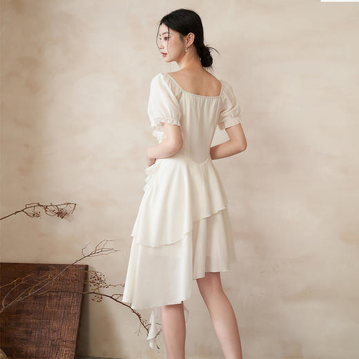 文艺甜美提花肌理感荷叶边连衣裙夏季出片氛围感仙女裙V0041352 商品图4