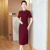 新品酒红色中长款喜婆婆嫁女儿婚宴礼服妈妈装连衣裙 LC2428 商品缩略图3