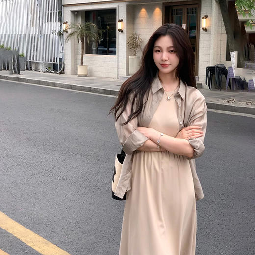 金蘑菇菇 /裸感零负担 轻奢风纯棉醋酸赫本显瘦连衣裙 商品图2