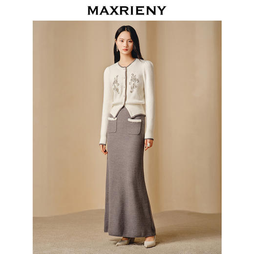 【商场同款-新春系列琉璃玉龙】MAXRIENY直筒毛织半裙格雷系穿搭(货号:MC88SK818) 商品图1
