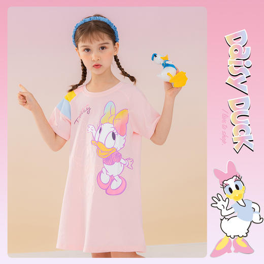 迪士尼童装女童短袖连衣裙夏季中小童卡通包包裙子 商品图5