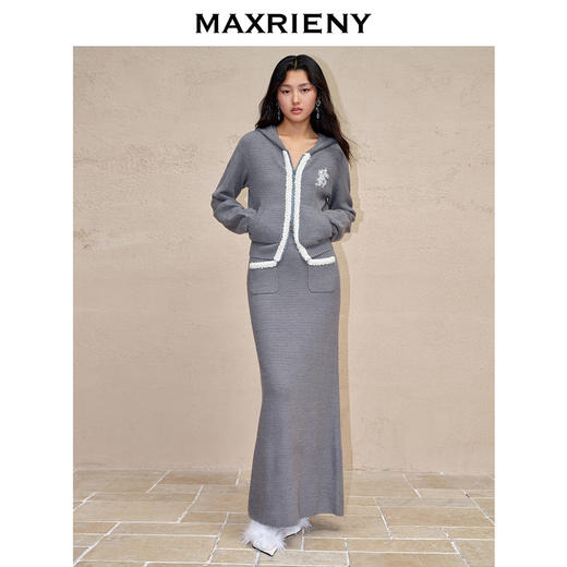 【商场同款-新春系列琉璃玉龙】MAXRIENY修身针织外套格雷系穿搭(货号:MC88JA815) 商品图1