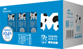 天润浓缩纯牛奶180gx12