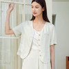 玳莎V领天丝短款外套女士2024夏季新款简约通勤上班纯色短袖上衣  EB37101 商品缩略图0