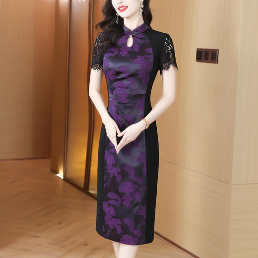 AHM-8716中国风复古性感修身显瘦蕾丝裙夏季新款气质优雅高级感连衣裙 商品图0