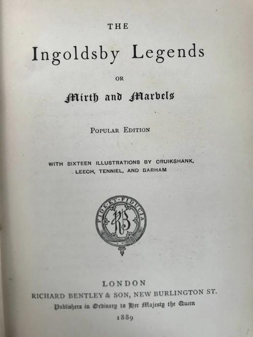 1889年 英格斯比传奇故事集 克鲁克香克、里奇等名家16幅插图 漆布精装32开 商品图3