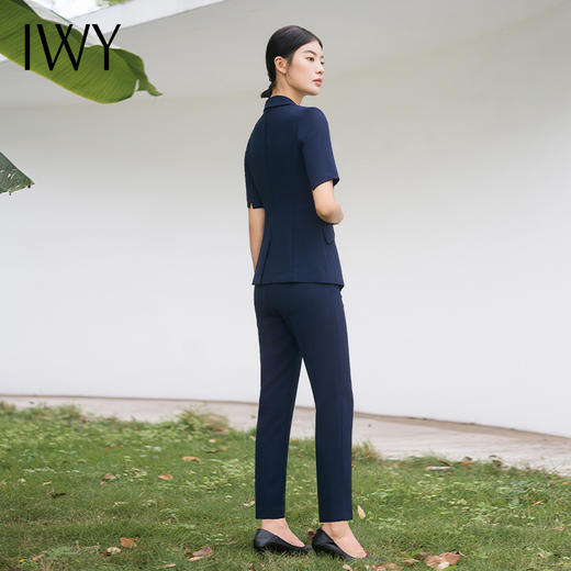 IWY/藏青色西装套装短袖职业装商务气质西服外套女上班售楼部工装C13216+P11356 商品图3
