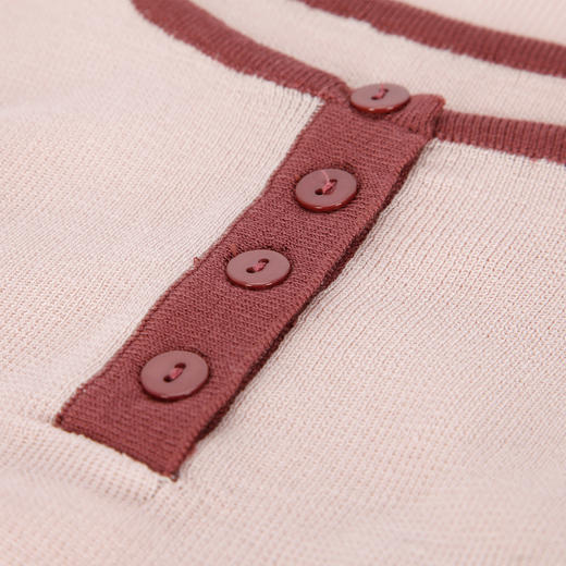 PE634斯尔丽2024春季新款软糯质感撞色假两件圆领百搭时尚减龄针织上衣 商品图4