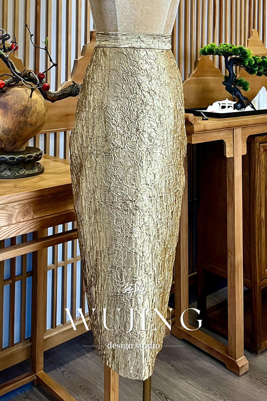 【雾境定制】浮花疏影系列华贵老钱风金属肌理半裙 3204058 商品图0