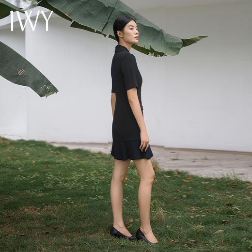 IWY/夏季薄款黑色西装连衣裙短袖名媛收腰气质显瘦通勤商务正装裙Q11255 商品图4