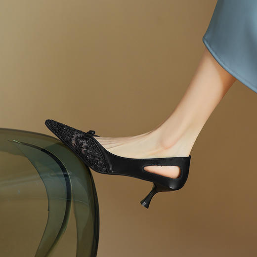 【预售5天】优雅百搭，真皮尖头拼接高跟单鞋HCY&5252 商品图8