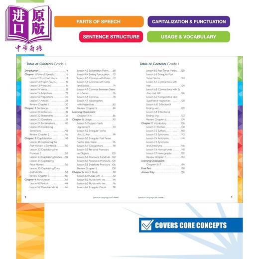 【中商原版】美国新课标教辅 光谱练习册 语言艺术 1年级 Spectrum Language Arts Workbook Grade 1 英文原版Carson Dellosa 商品图1