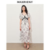 玛克门店发货:MAXRIENY国风手绘复古色蕾丝装饰连衣裙桑蚕丝裙子(货号:MC85DR263) 商品缩略图1