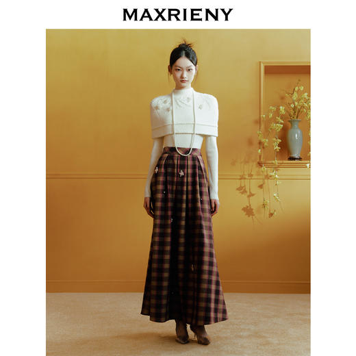 【商场同款-新春系列春日银柳】MAXRIENY复古浪漫珍珠流苏半裙(货号:MC88SK798) 商品图1