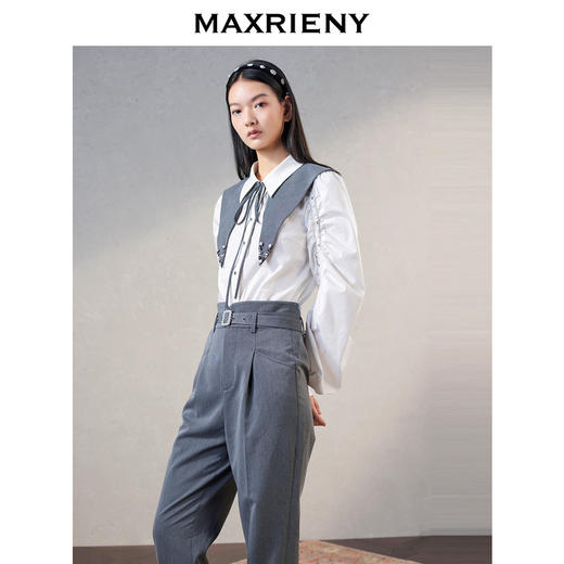 MAXRIENY百搭锥形长裤女春款高腰通勤风九分裤子(货号:MC87PA022) 商品图3