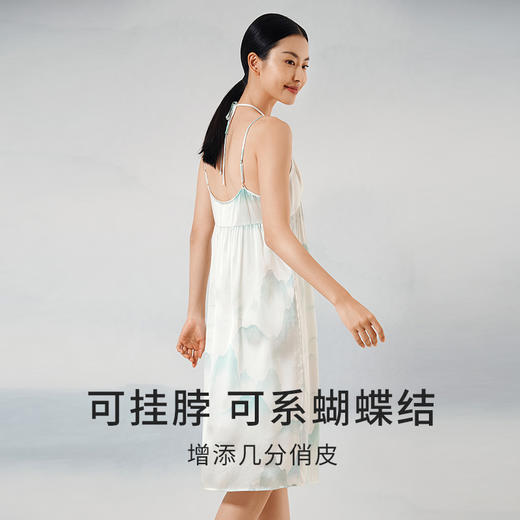 【水墨韵味】金三塔重磅真丝睡裙女中式100%桑蚕丝印花吊带裙家居服  YSFEB302 商品图2