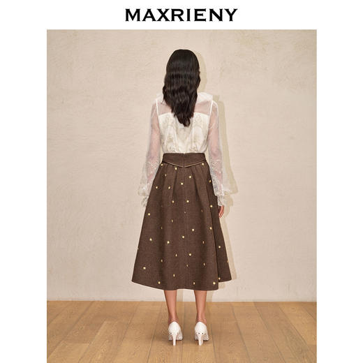 【商场同款-新春系列迎春花开】MAXRIENY宫廷复古刺绣半裙羊毛裙(货号:MC88SK811) 商品图3
