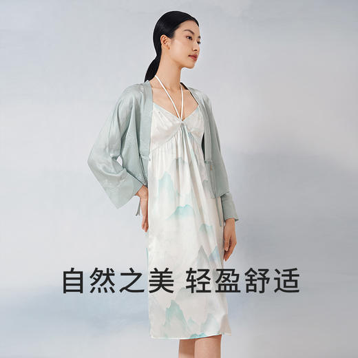 【水墨韵味】金三塔重磅真丝睡裙女中式100%桑蚕丝印花吊带裙家居服  YSFEB302 商品图3