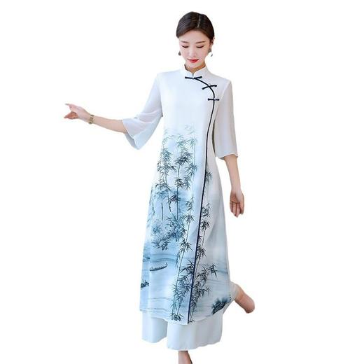 复古改良奥黛中国风气质显瘦连衣裙 商品图4