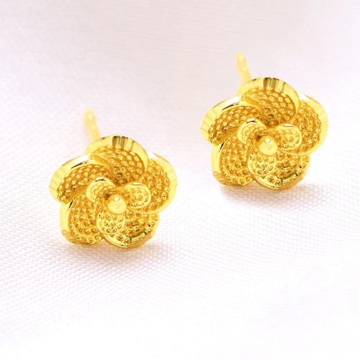 【母亲节送妈妈实用礼物！】复古花朵婚庆玫瑰花耳钉 ，金色磨砂耳钉立体花朵耳环女，时尚气质优雅动人！-QQ--ry 商品图1